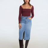 Leila Jupe Denim Droite