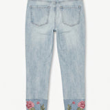 Georgia Ankle Jeans à Revers Brodé