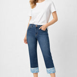 Georgia Straight Jeans Droit à Revers