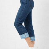 Georgia Straight Jeans Droit à Revers