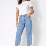 Gigi 7/8 Denim Brodé